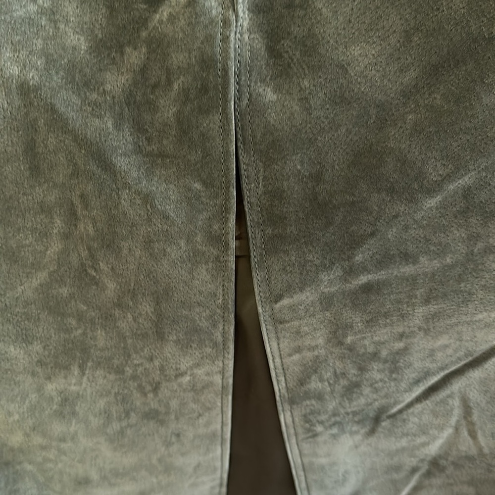 BLANK NYC 100% Genuine Leather/Suede MIDI Skirt w Front Slit Sage Green (24) NWT - Picture 8 of 12